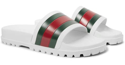 gucci stripe slide white|Gucci slides clearance.